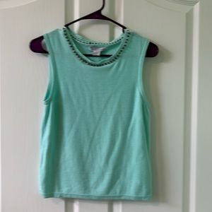 NWOT Light green beaded crocheted top